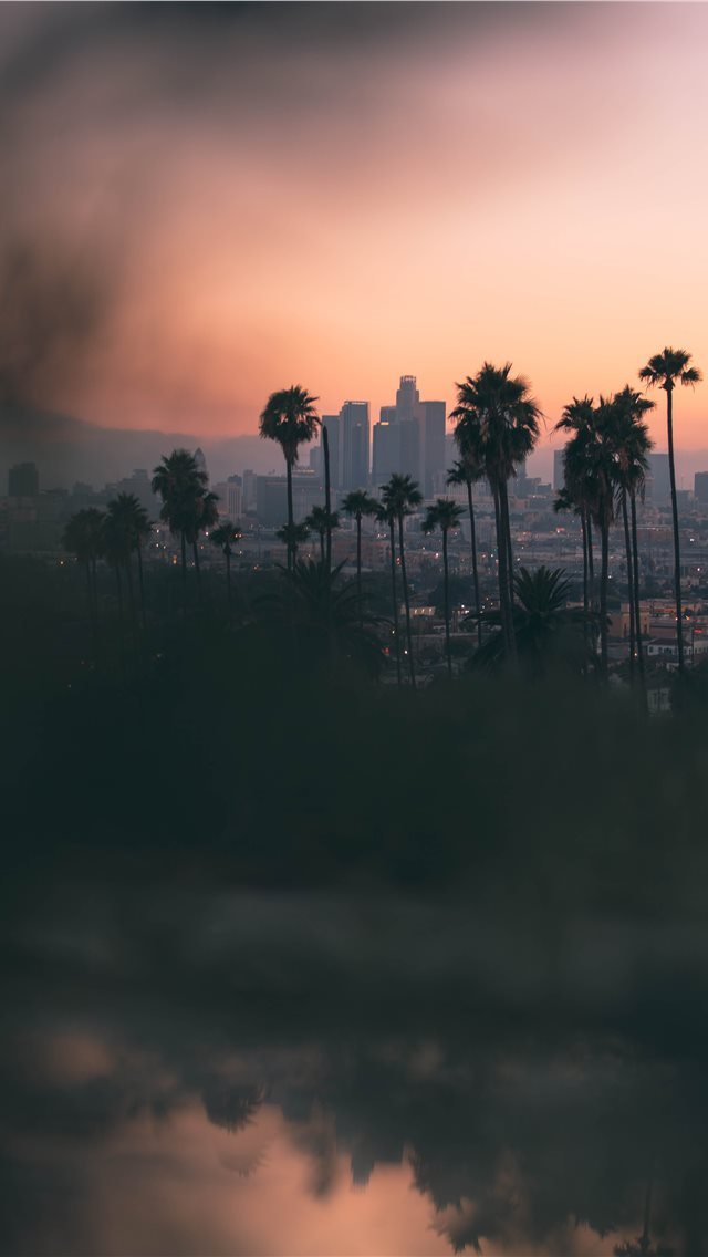 640x1136 Hazy sunset in East Los Angeles  from Montecito He... - weather iPhone Wallpaper