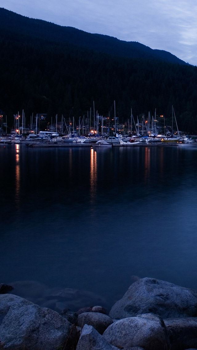 640x1136 Deep Cove at Dusk - pier iPhone Wallpaper