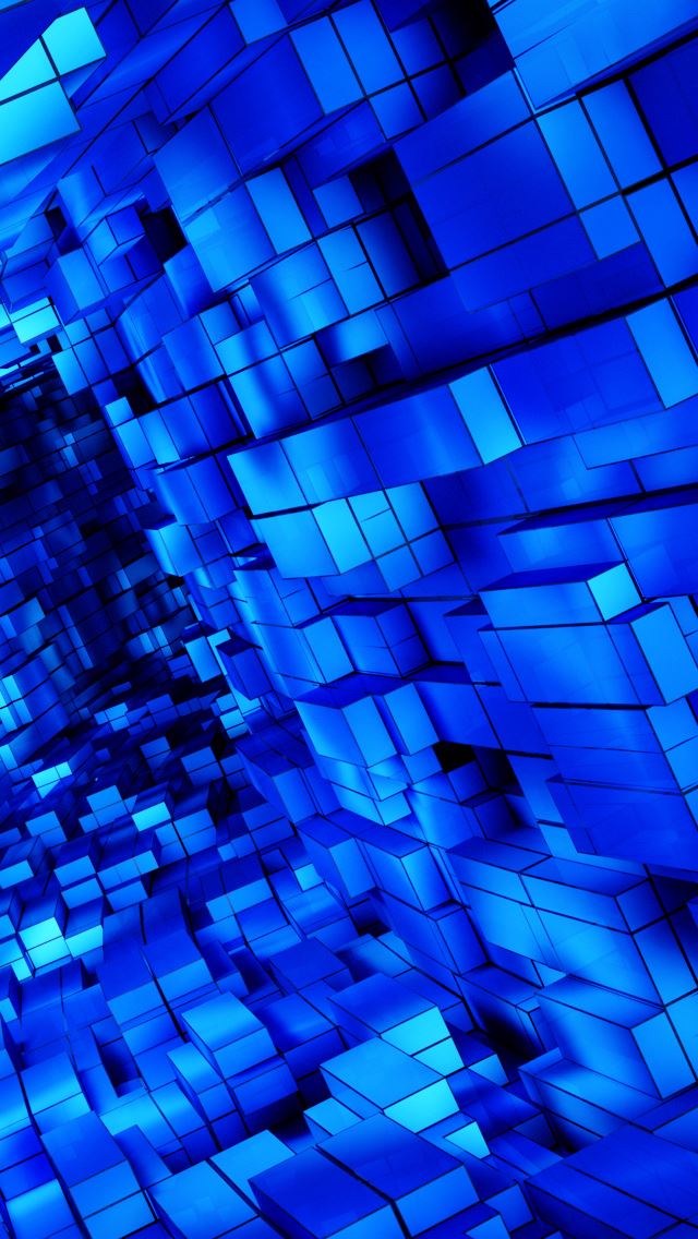 640x1136 Abstract Blue Cubes -  iPhone Wallpaper