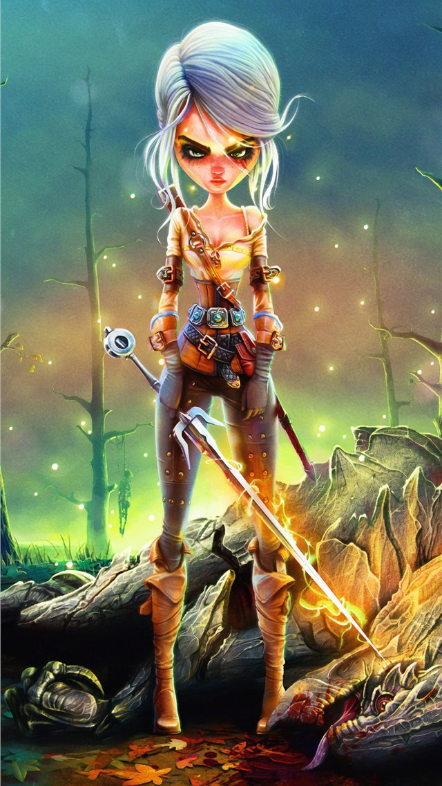 640x1136 ciri witcher girl character art 4k - ps4 games iPhone Wallpaper