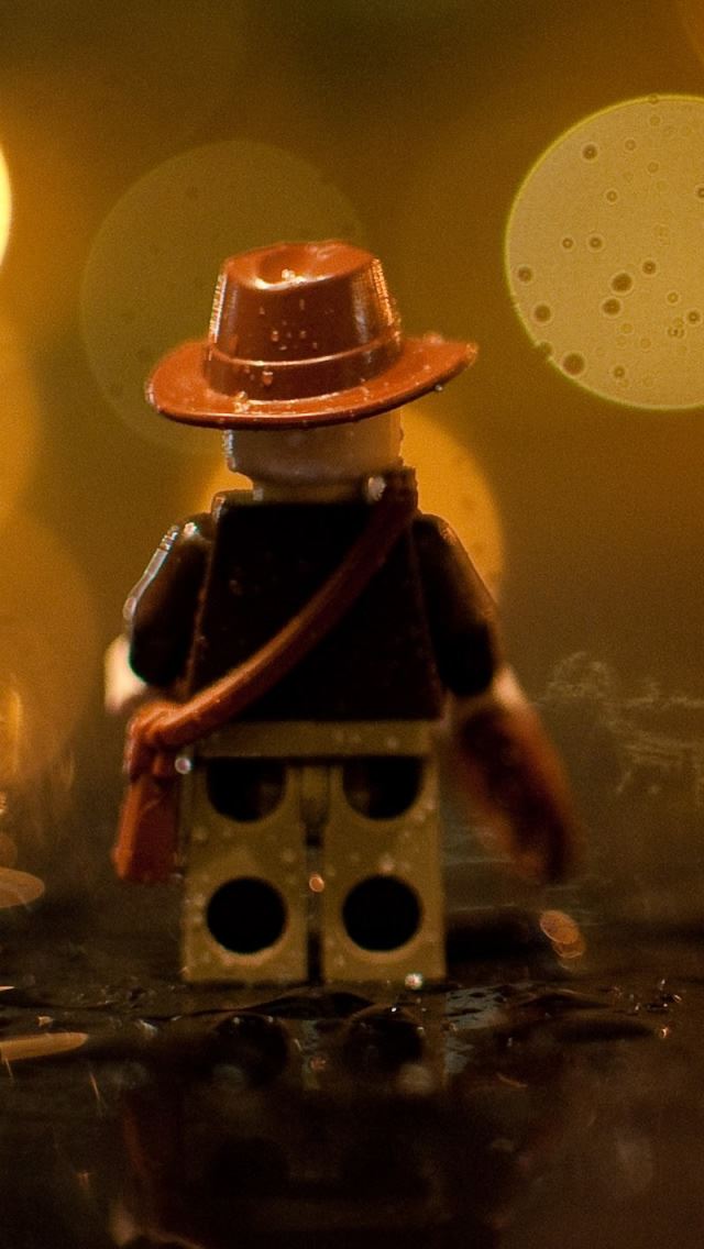 640x1136 Indiana Jones Lego In The Rain - lego iPhone Wallpaper