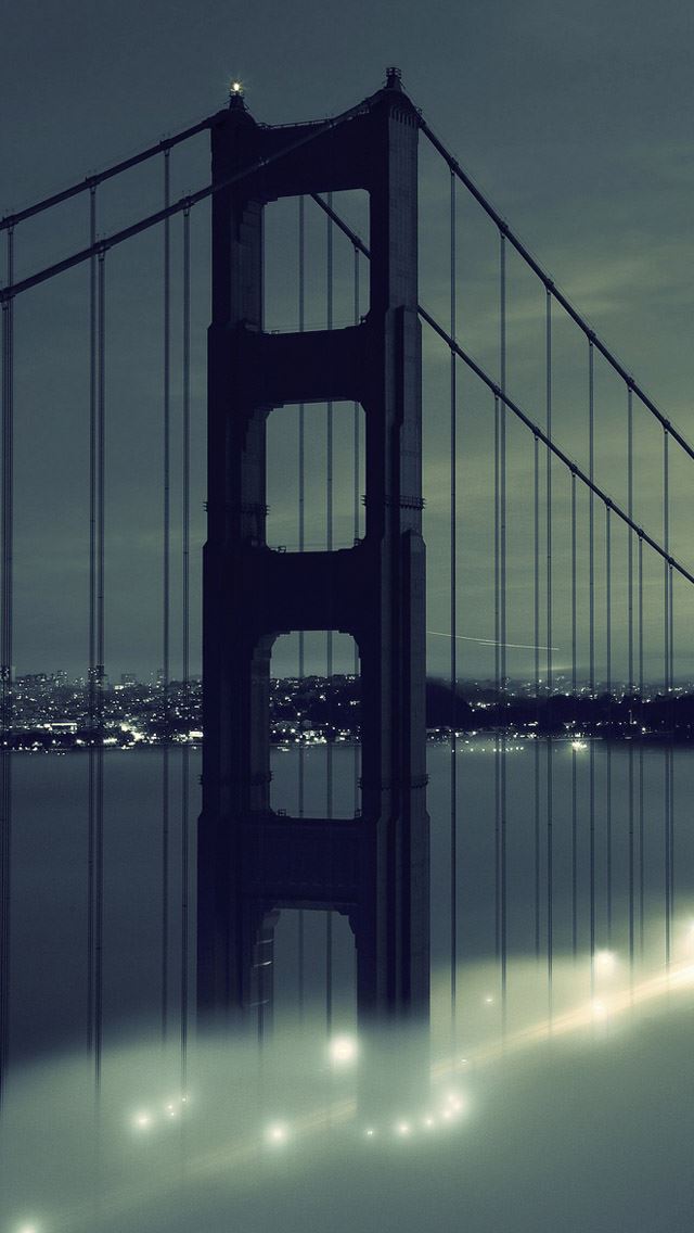 640x1136 Golden Gate Bridge - fog iPhone Wallpaper