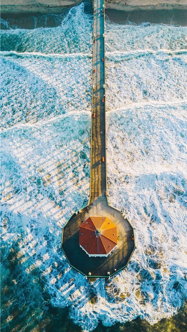 640x1136 aerial photography of lighthouse - wave iPhone Wallpaper