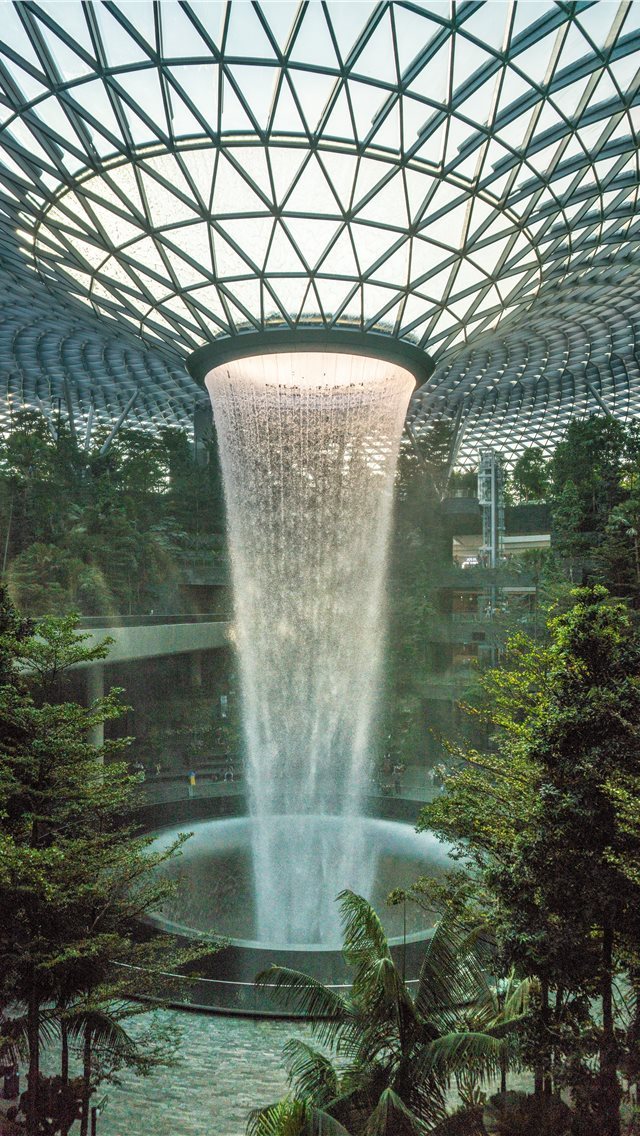 640x1136 green house interior - waterfall iPhone Wallpaper