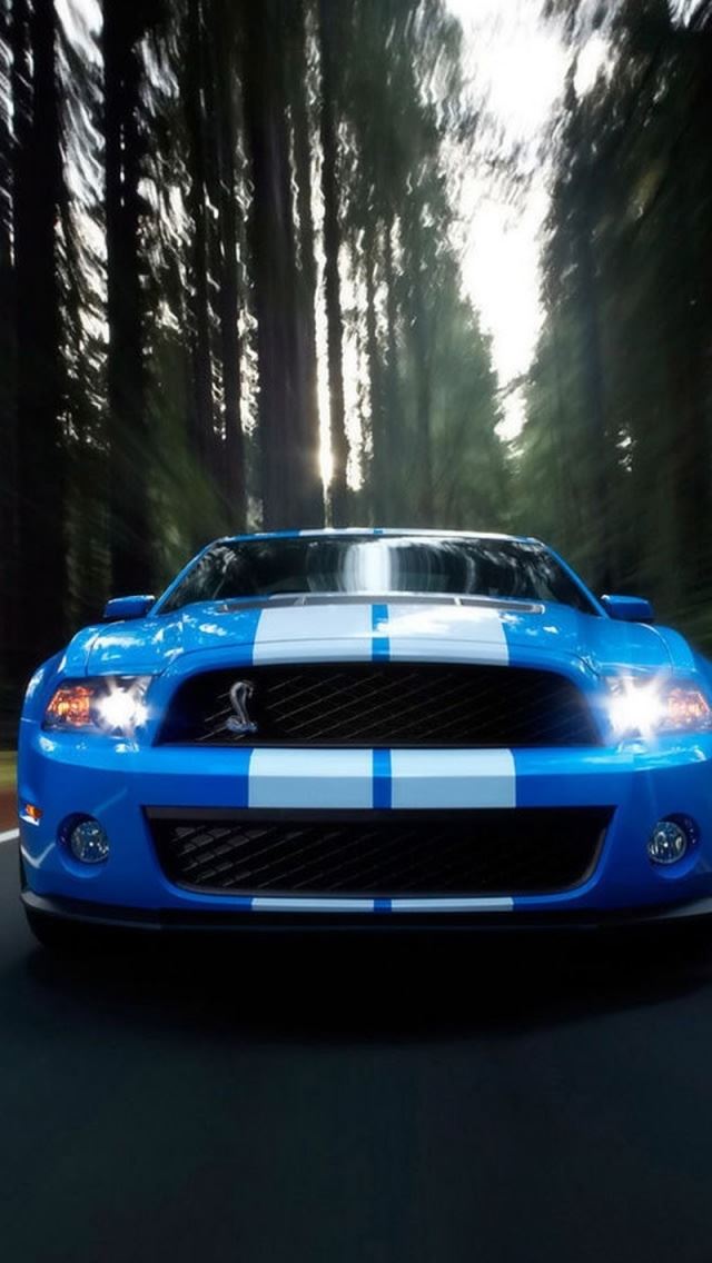 640x1136 Ford Shelby Blue - tree iPhone Wallpaper