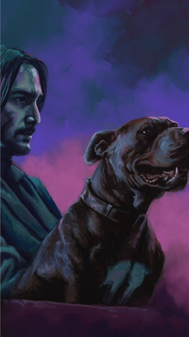 640x1136 john wick with dog - artwork iPhone Wallpaper