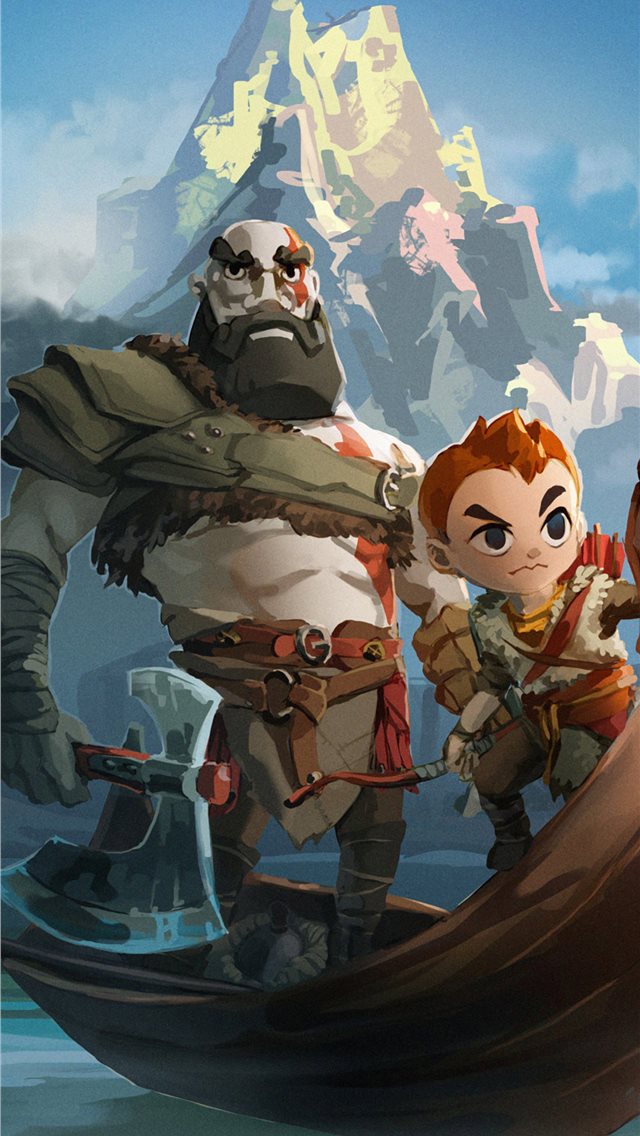 kratos and atreus god of war art 4k iPhone wallpaper 