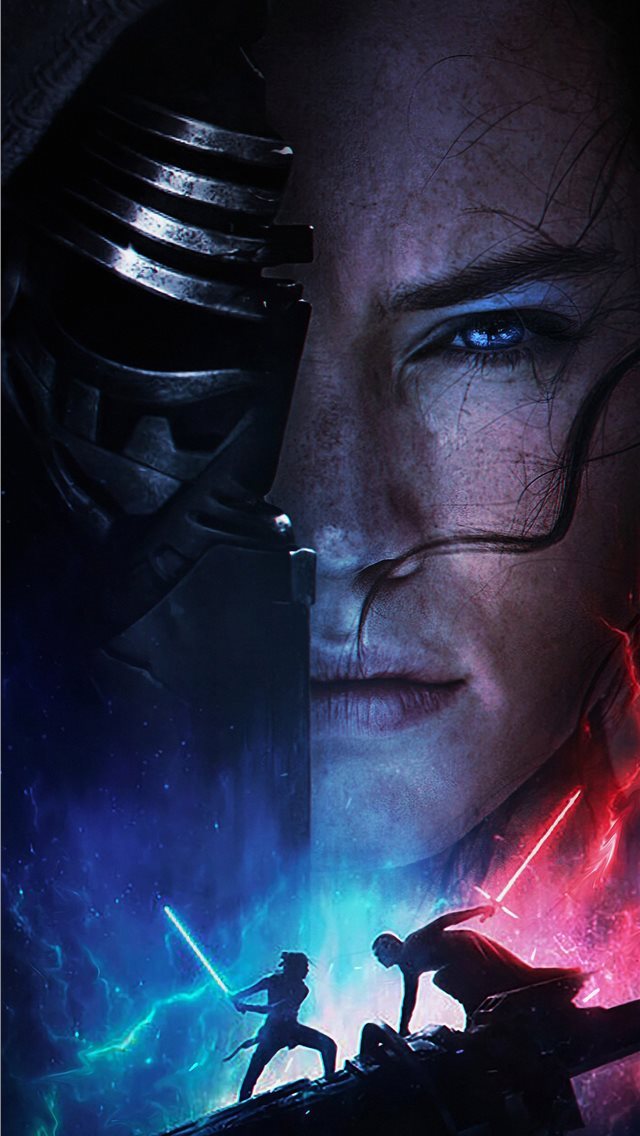 640x1136 rey vs kylo ren star wars the rise of skywalker 20... - star wars iPhone Wallpaper