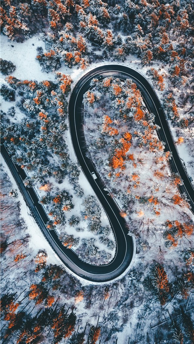 640x1136 aerial photography of wavy road - mountain iPhone Wallpaper