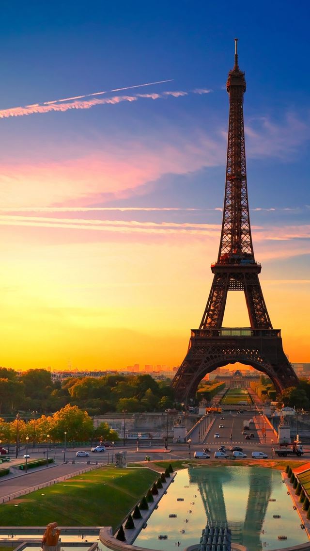 640x1136 Sunset in Paris -  iPhone Wallpaper
