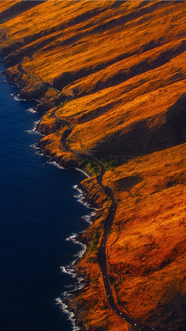 640x1136 aerial photography of road on mountain near seasho... - maui iPhone Wallpaper