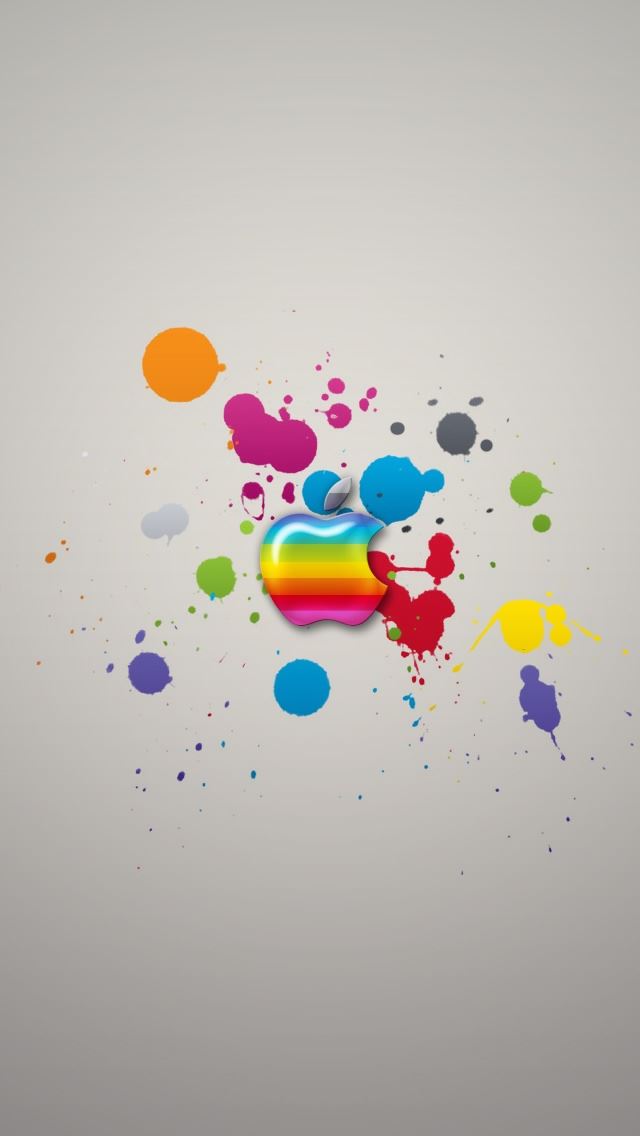 640x1136 Glossy Apple Colorful Splash - logo iPhone Wallpaper