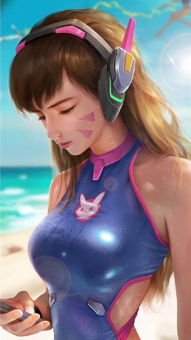 640x1136 dva overwatch beach - dva overwatch iPhone Wallpaper