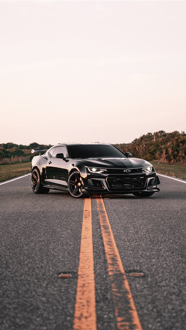640x1136 parked black coupe on road - car iPhone Wallpaper