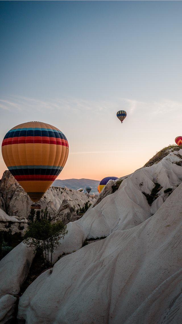 640x1136 yellow and multicolored hot air balloon - turkey iPhone Wallpaper