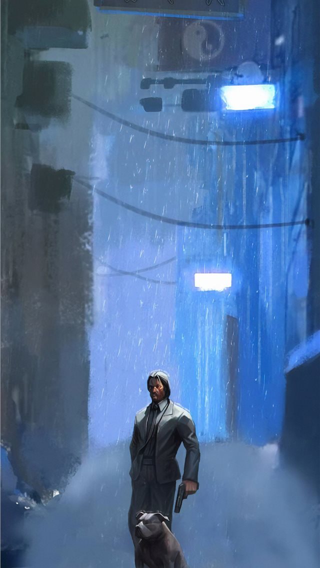 640x1136 john wick and his dog - artwork iPhone Wallpaper