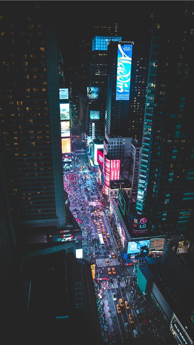 640x1136 aerial photo of a busy city during night time - united states iPhone Wallpaper