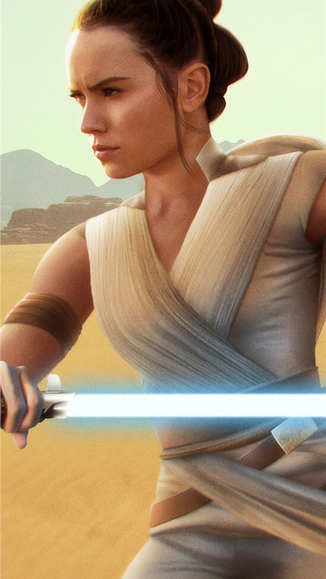 640x1136 rey star wars with sword digital art 4k - artstation iPhone Wallpaper