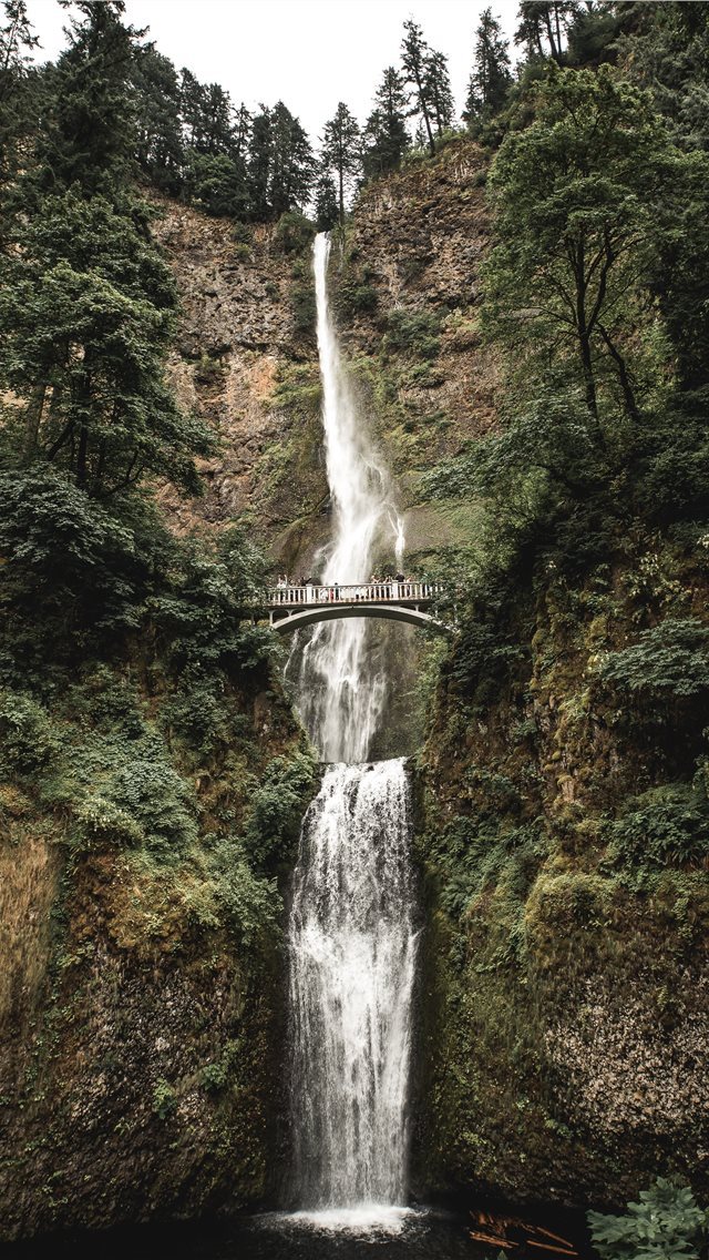 640x1136 gray bridge in the middle of falls - portland iPhone Wallpaper