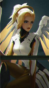 mercy overwatch game art 4k wallpaper