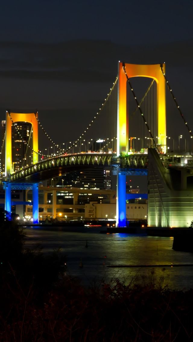 640x1136 Tokyo Rainbow Bridge - river iPhone Wallpaper