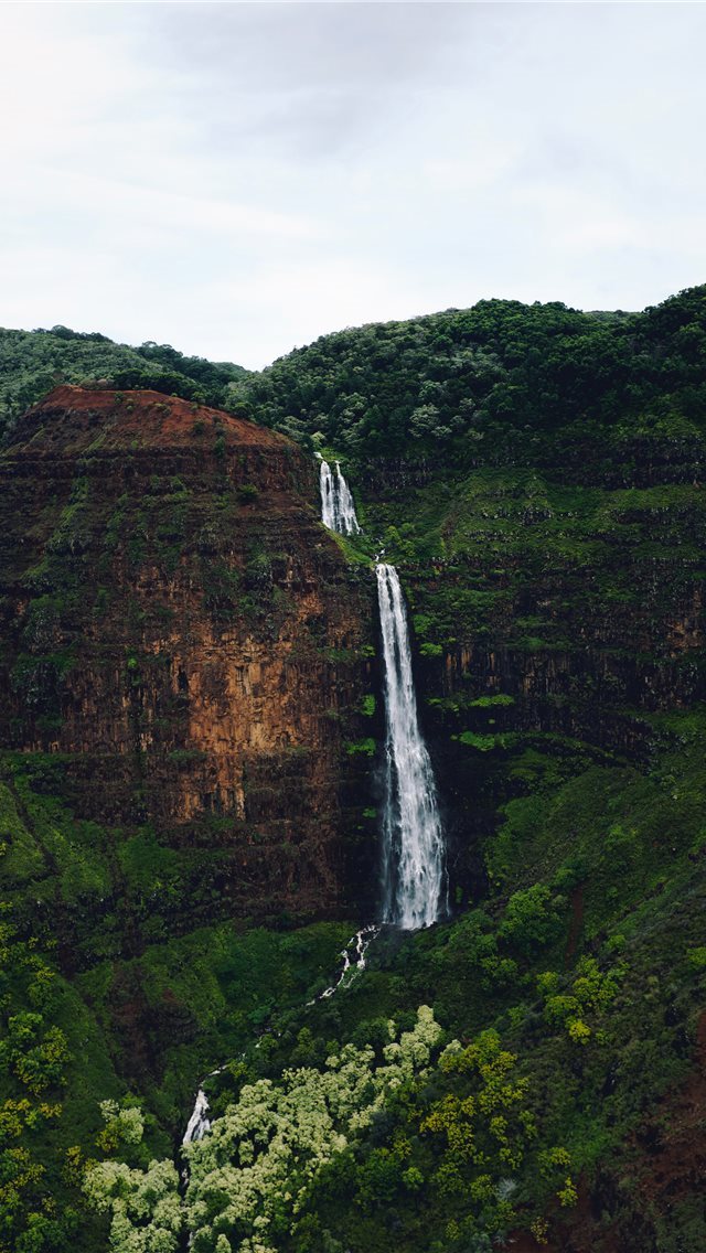 640x1136 waterfalls at the forest during day - mountain iPhone Wallpaper