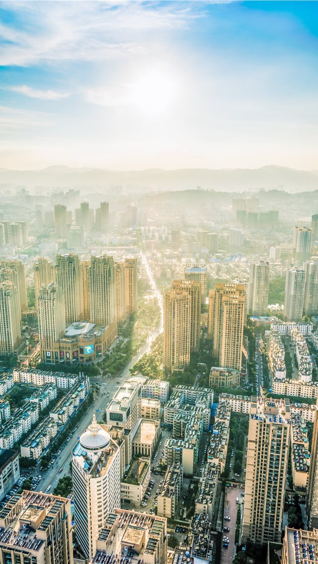 640x1136 aerial photography of city buildings - scenery iPhone Wallpaper