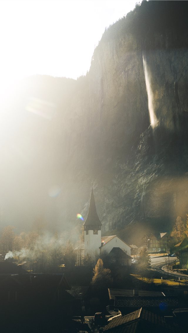 640x1136 white concrete house near mountain - switzerland iPhone Wallpaper