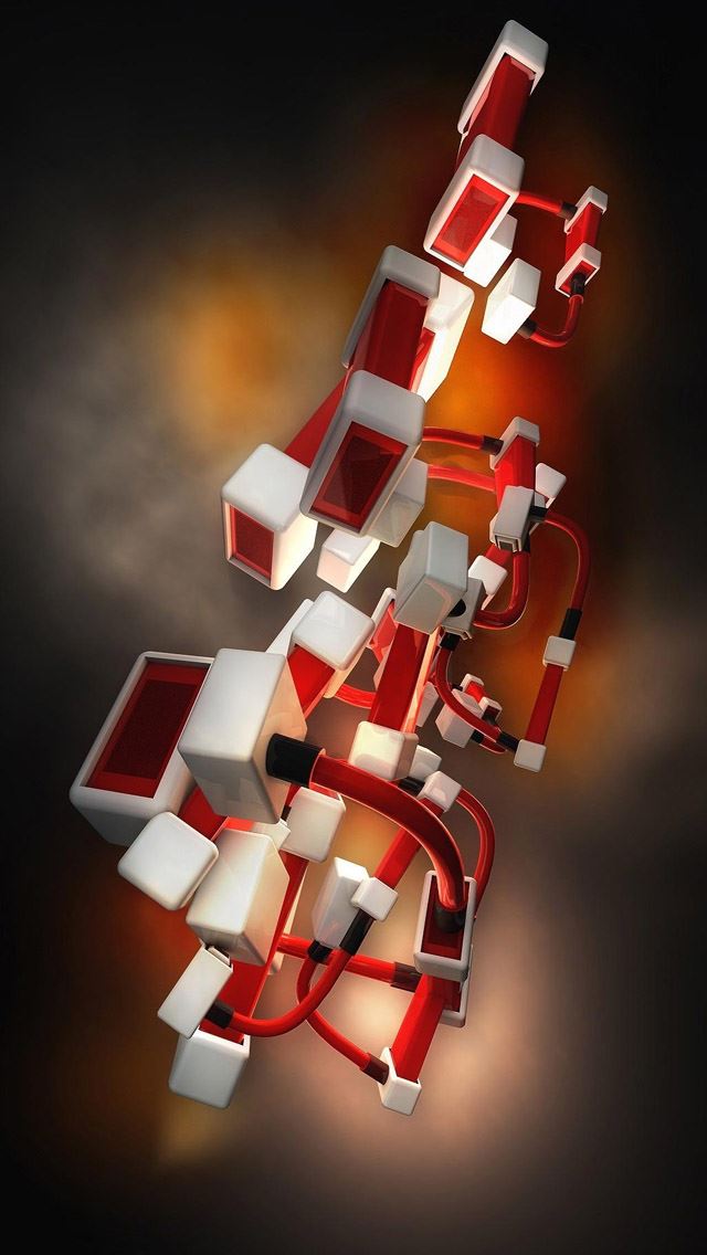 640x1136 Connected Cubes - 3d iPhone Wallpaper