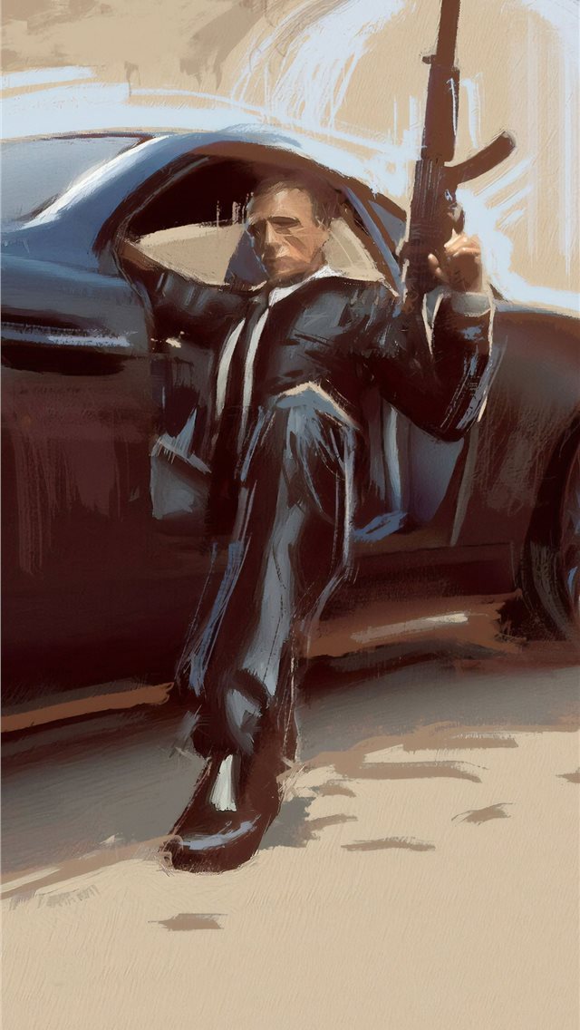 640x1136 james bond car art - artstation iPhone Wallpaper