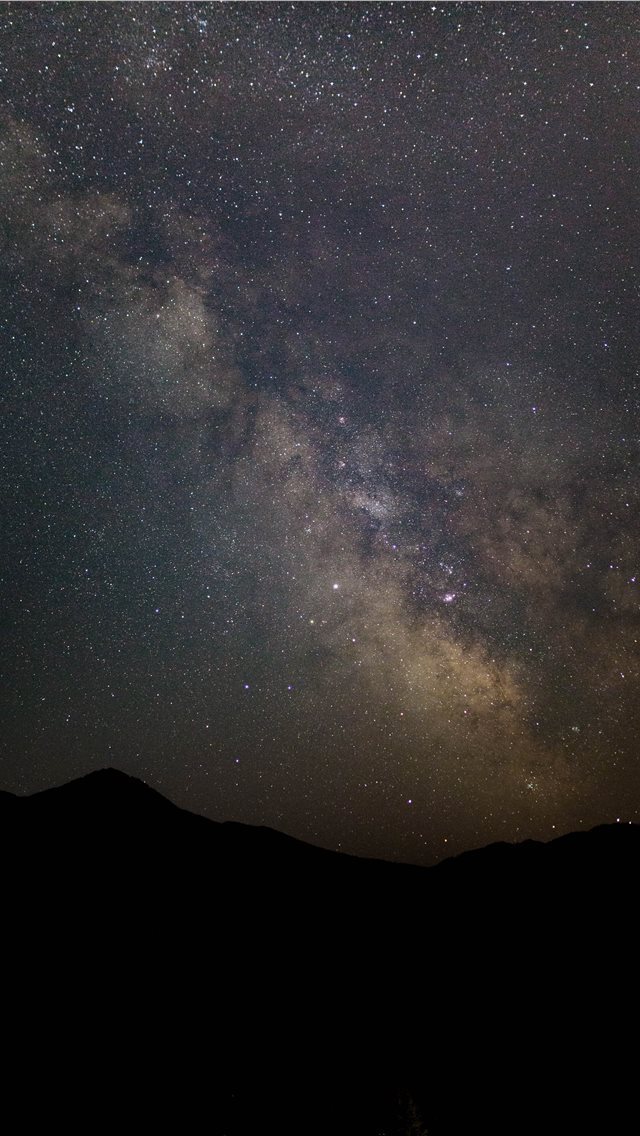 640x1136 silhouette of mountain under stars - space iPhone Wallpaper