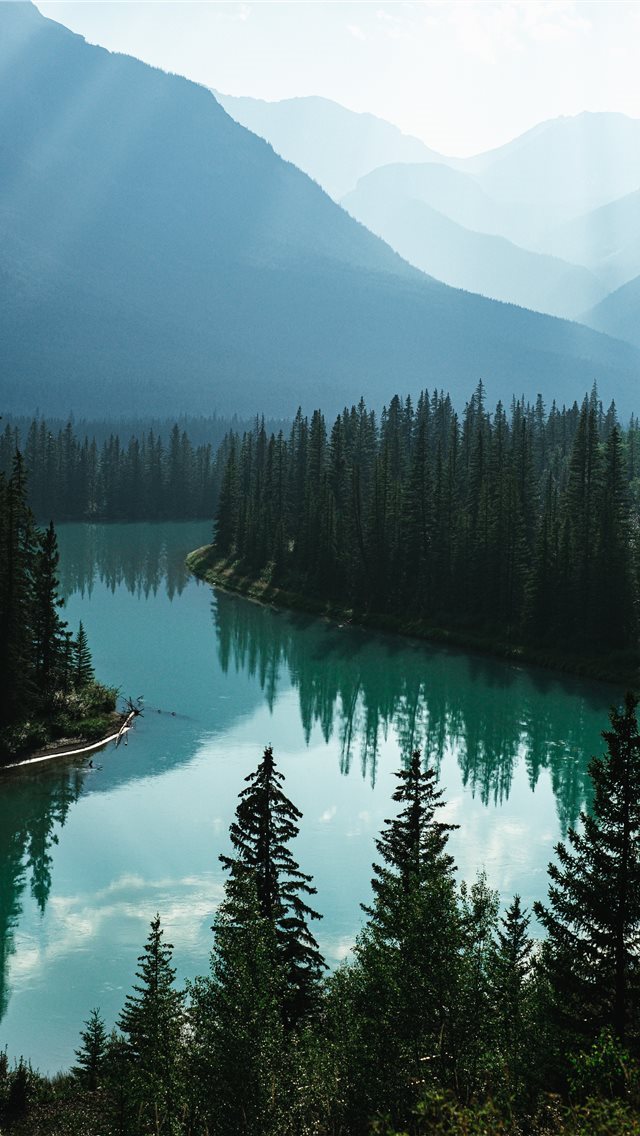 640x1136 body of water and pine trees - ab iPhone Wallpaper