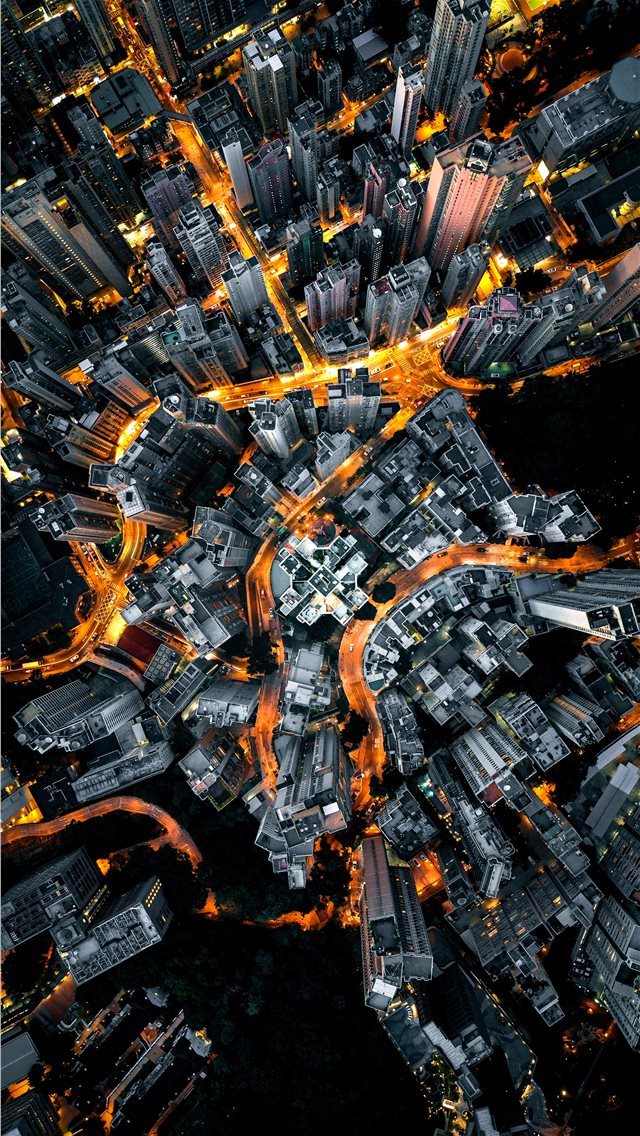 640x1136 aerial photography of city - scenery iPhone Wallpaper