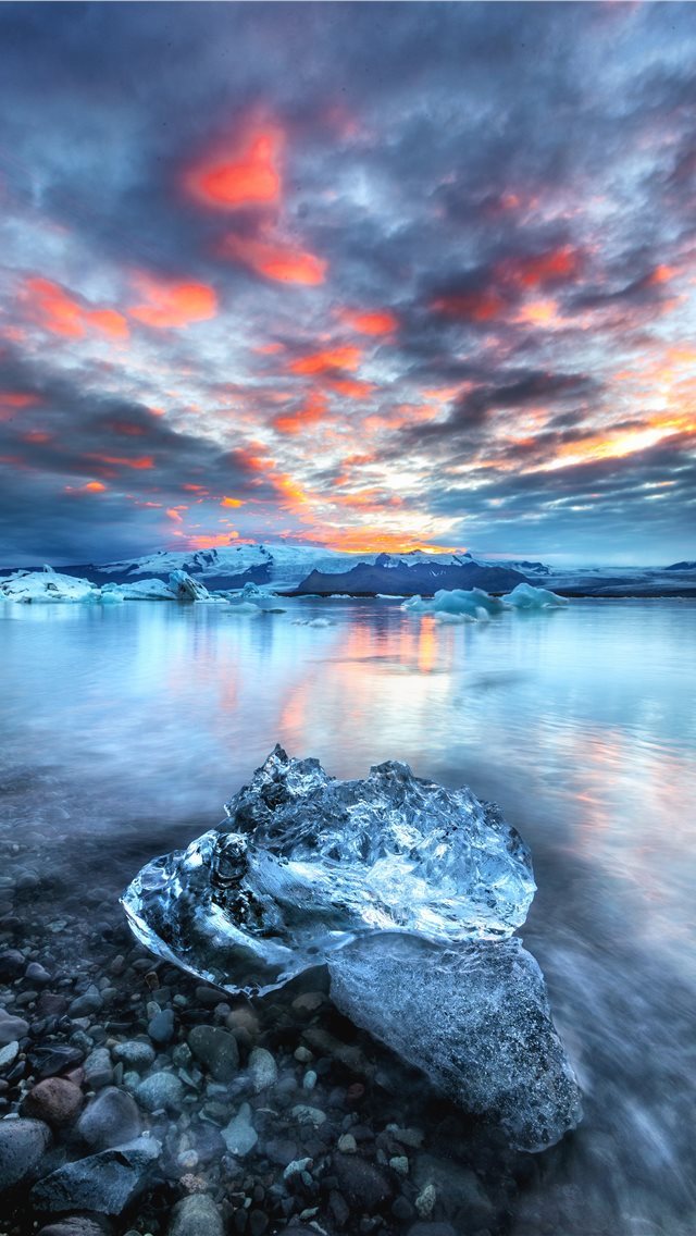 640x1136 block of ice near water -  iPhone Wallpaper