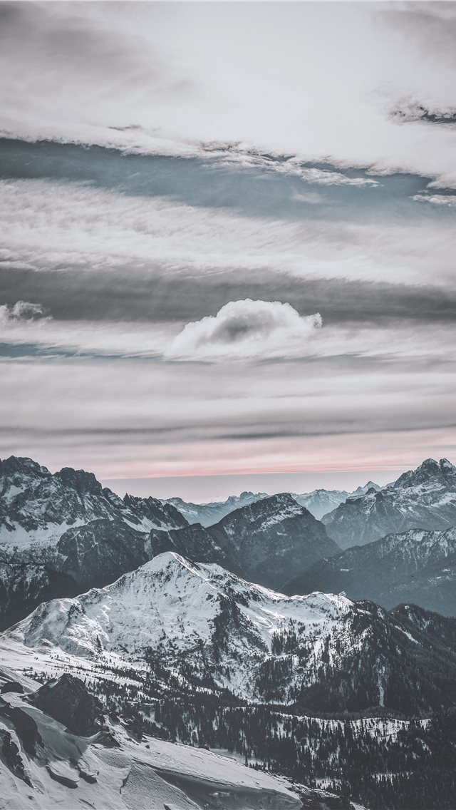 640x1136 snow capped mountains under white sky - nature iPhone Wallpaper