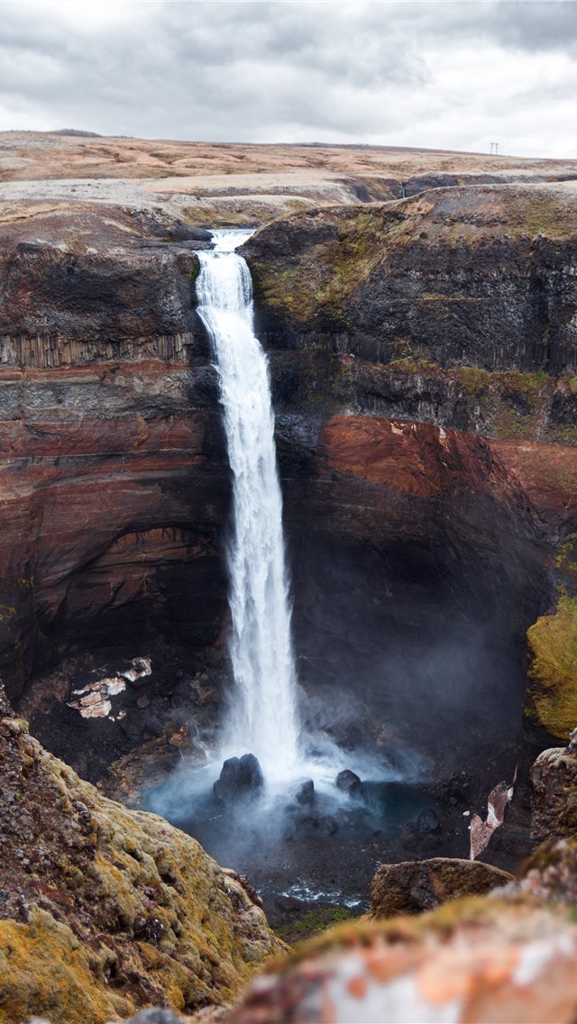 640x1136 waterfalls under white - iceland iPhone Wallpaper