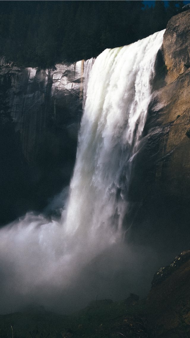 640x1136 long exposure photo of waterfalls - mountains iPhone Wallpaper