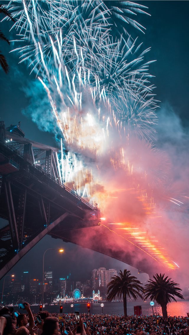 640x1136 fireworks on bridge during night time - australia iPhone Wallpaper