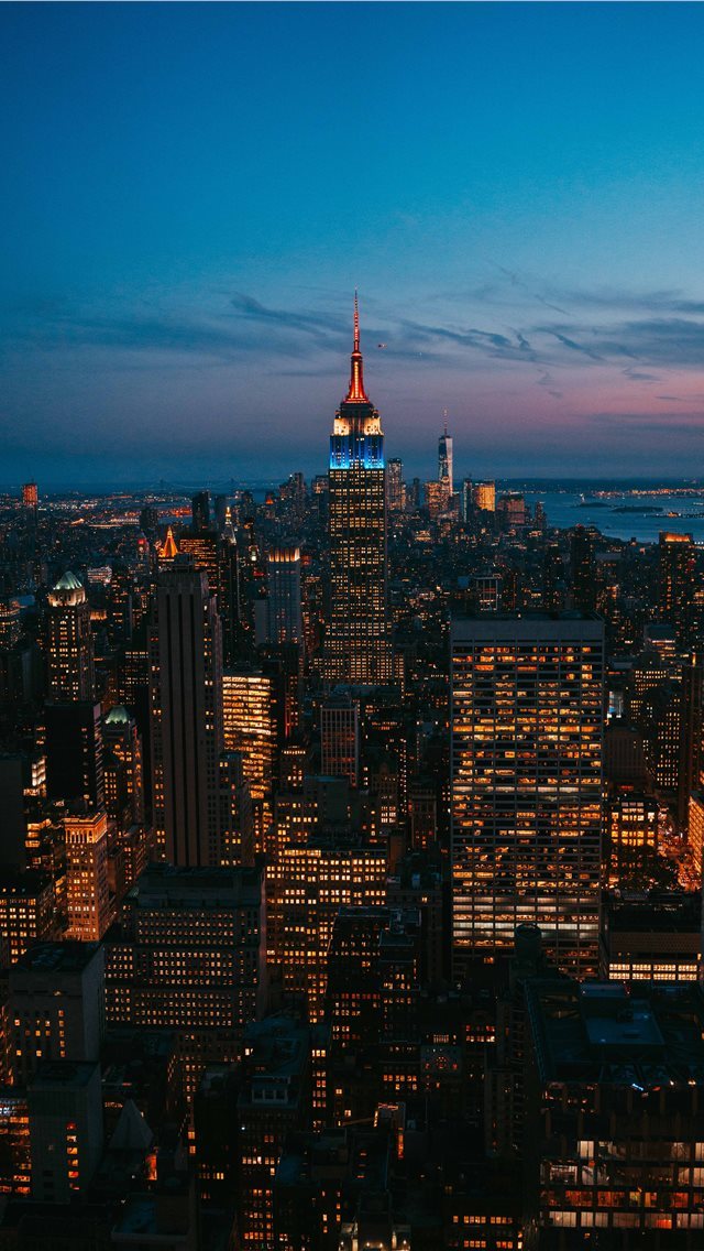 640x1136 aerial photography of city buildings - light iPhone Wallpaper