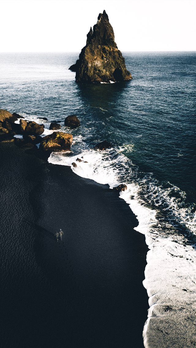 640x1136 brown cliffs on ocean - iceland iPhone Wallpaper