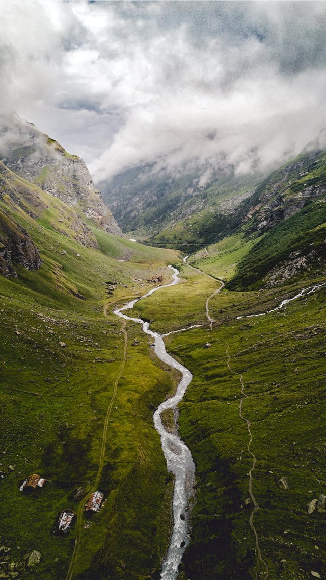 640x1136 aerial photography of river between mountains - italy iPhone Wallpaper
