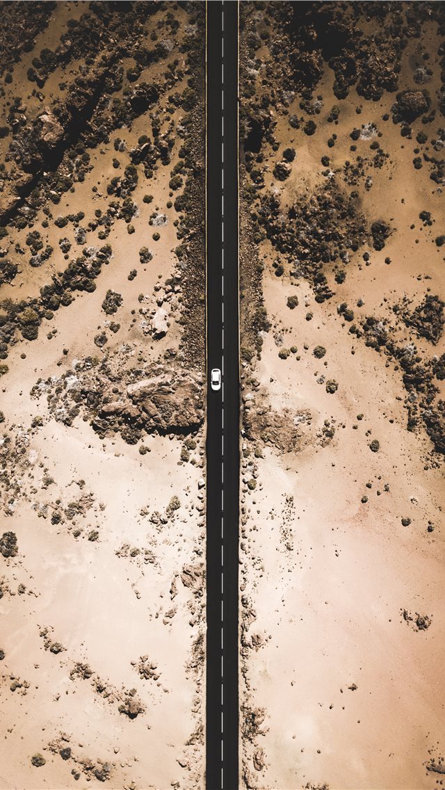 640x1136 bird's eye view photography of white car on road -  iPhone Wallpaper