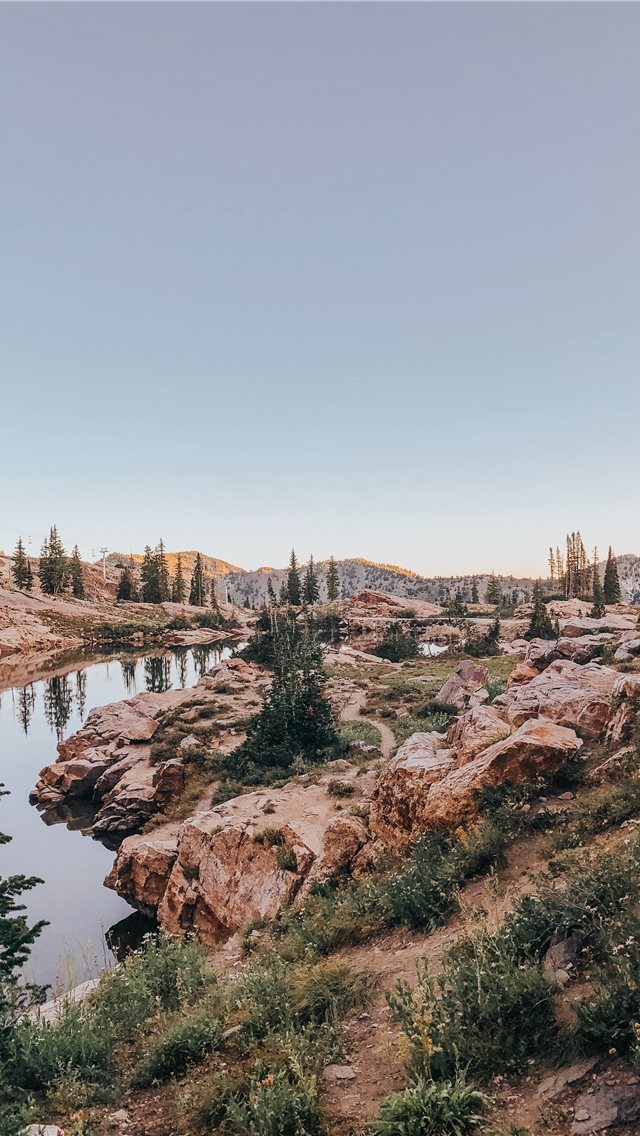 640x1136 river and rocks - grey iPhone Wallpaper