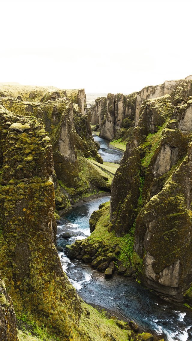 640x1136 aerial photography of river between mountain - iceland iPhone Wallpaper