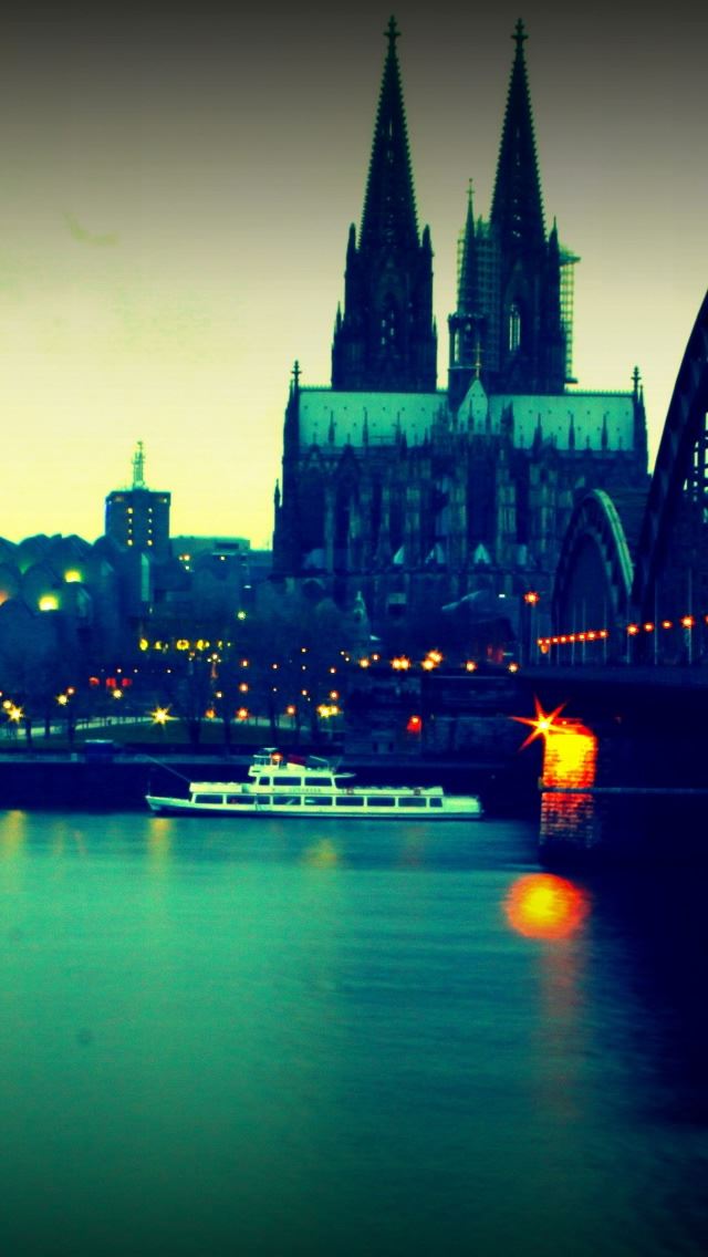 640x1136 Koln Bridge 2 - tower iPhone Wallpaper