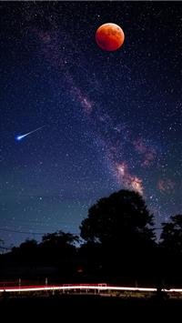 red moon during nighttime wallpaper