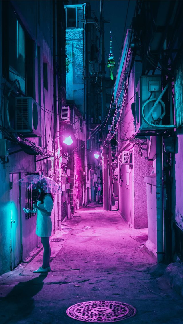 640x1136 woman holding umbrella while standing outside of b... - south korea iPhone Wallpaper