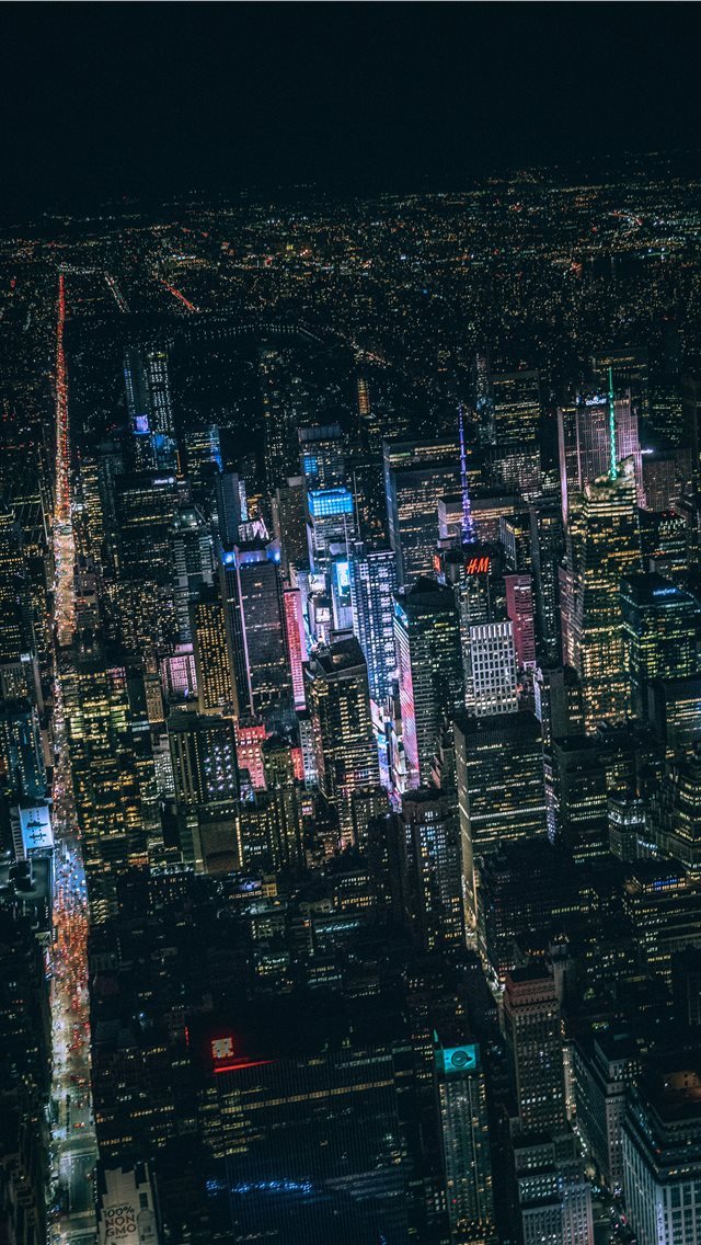 640x1136 aerial view of city buildings during night time - united states iPhone Wallpaper