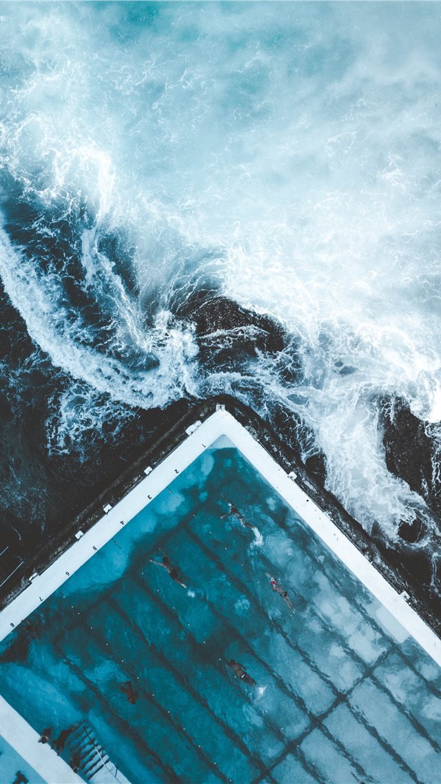 640x1136 aerial view of ocean beside dock - bondi beach iPhone Wallpaper