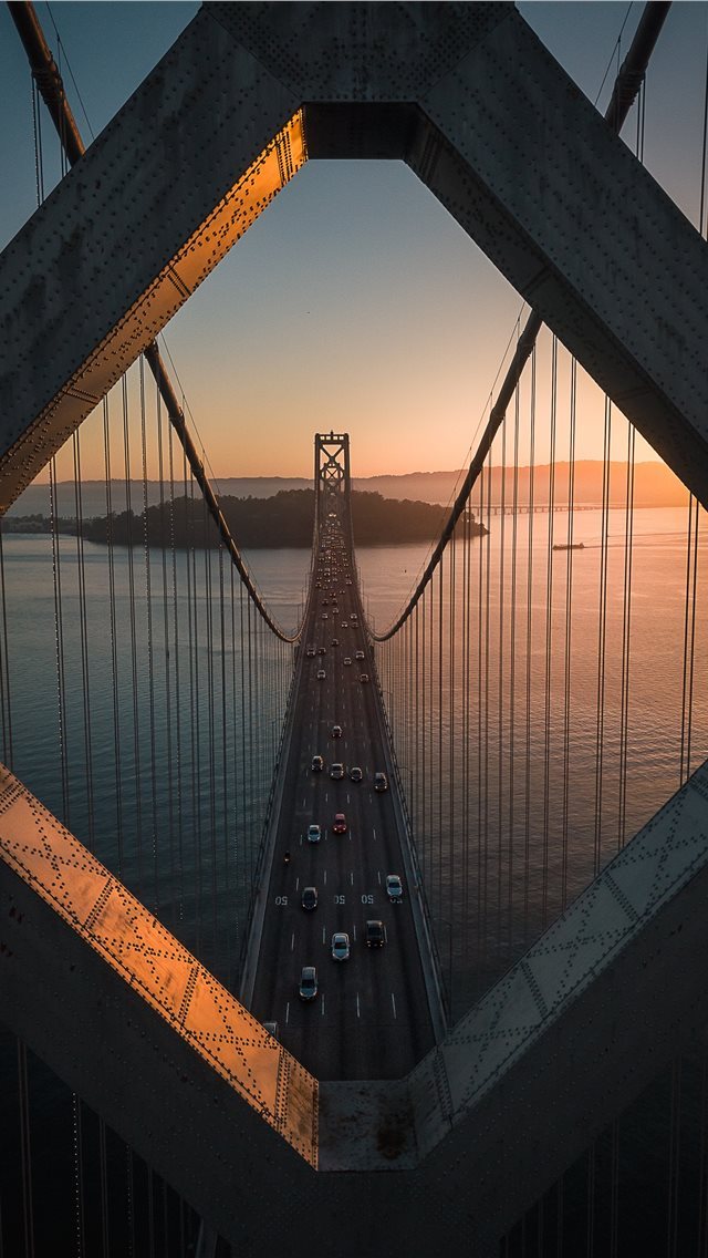 640x1136 grey metal bridge - san francisco – oakland bay bridge iPhone Wallpaper